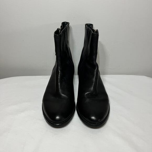 Stuart Weitzman Winzipper Boots Black Leather Silver Side Zip Ankle Career 8M - Picture 4 of 8